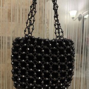 Elegant Black Beaded Women's Bag